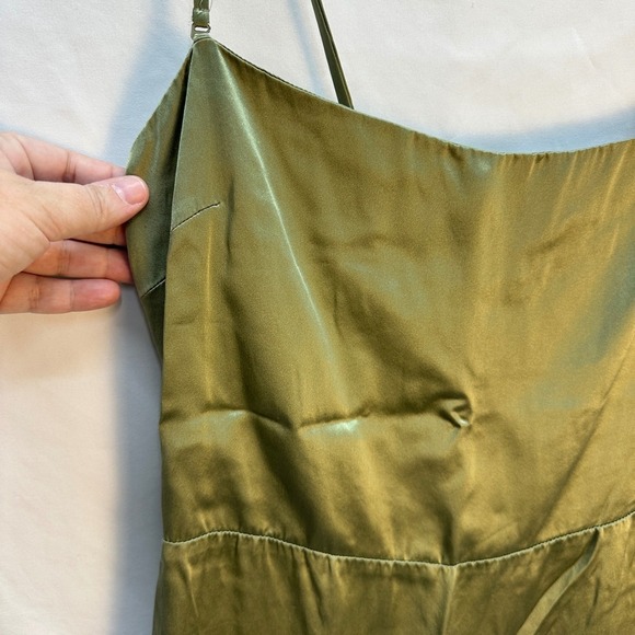 Reformation Oaklie Silk Slip Midi Dress Artichoke Green Size 10 - Picture 11 of 14